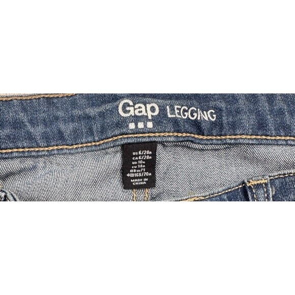 Gap Outlet Legging Jeans Womens 6/28 Patch Distressing Blue Measures 30 x 29.5 - Picture 3 of 12